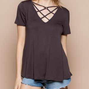 Washed Black V-Neck